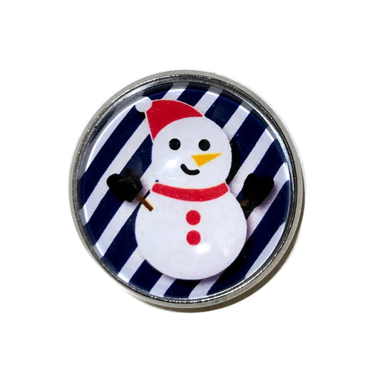 クリスマス ピンバッジ クリスマス Xmasスノーマン ストライプBL
