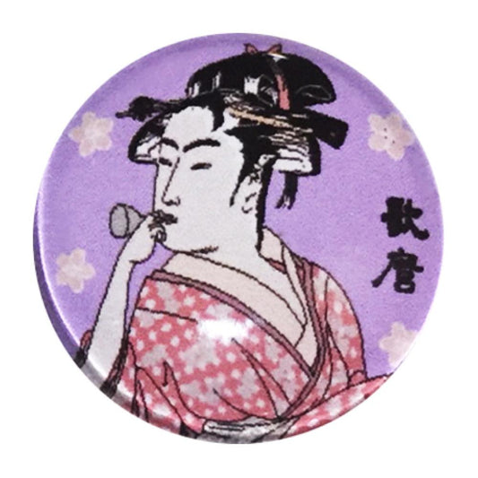 ピンバッジ 歌麿 ビードロ ピンバッジ 浮世絵 ブローチ びーどろを吹く女
