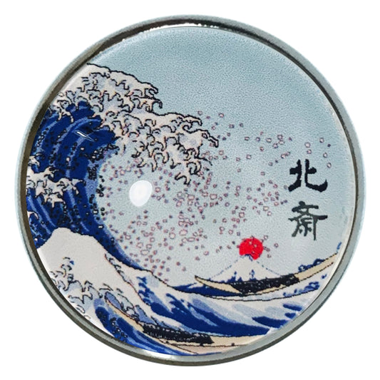ピンバッジ 北斎 ピンバッジ 神奈川沖浪裏 20mm 浮世絵 ピンバッジ 青