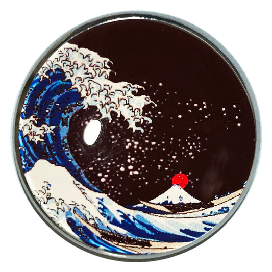 ピンバッジ 北斎 ピンバッジ 神奈川沖浪裏 Pins 20mm 浮世絵 ピンバッジ (北斎 黒20mm)