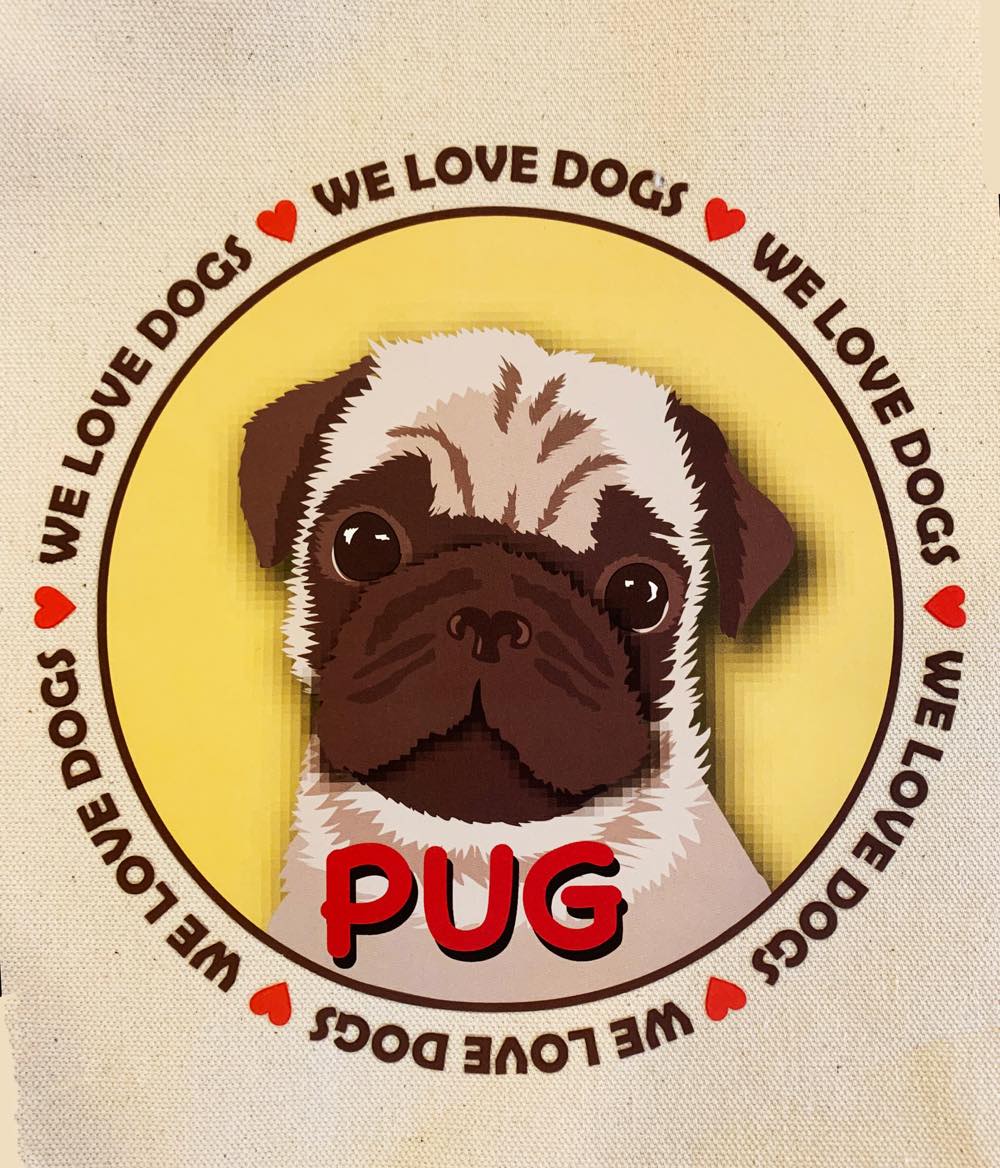 le Bonbon(ル ボンボン)　トートバッグ パグ Pug 犬イラスト バッグ